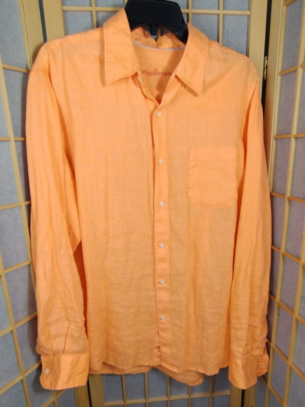 Tommy Bahama Linen Long Sleeve Button Down Shirt Orange Size L